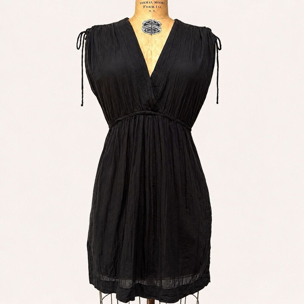 Lauren Ralph Lauren Crushed Farrah Swim Cover Up Dress S Black Boho Resort